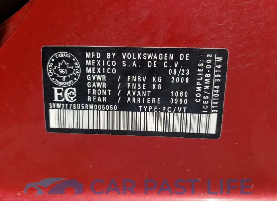 3VW2T7BU5RM005050# 12