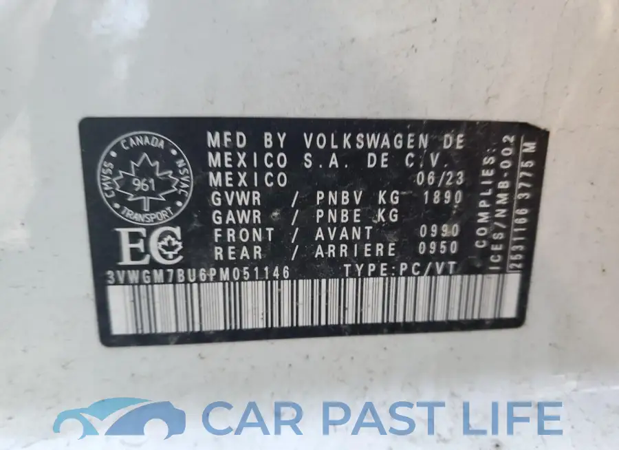 3VWGM7BU6PM051146# 12