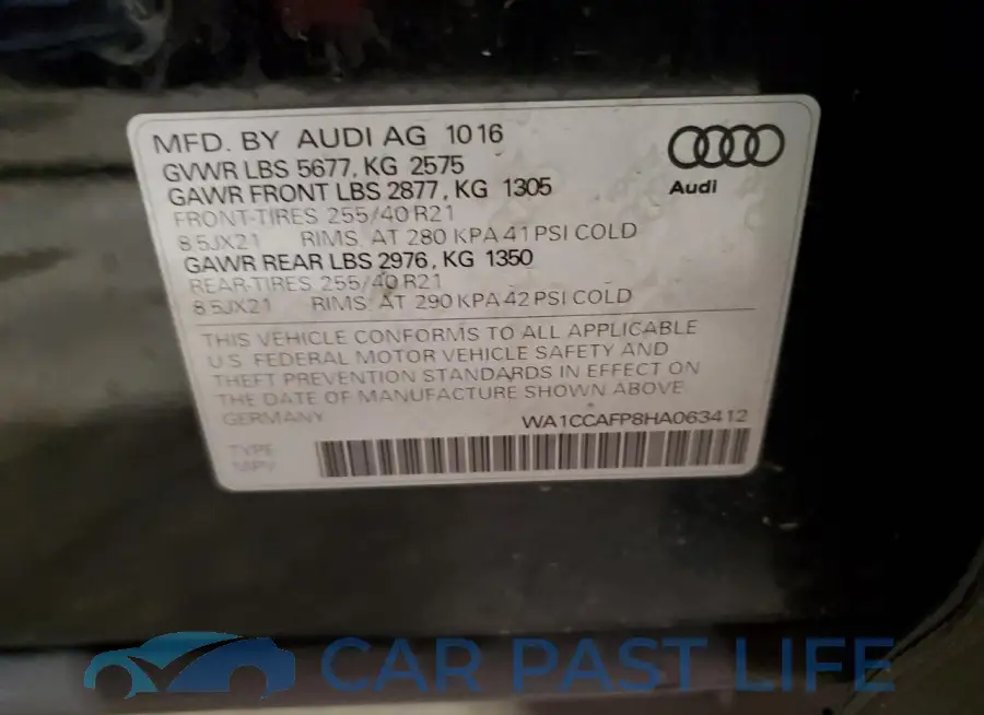 WA1CCAFP8HA063412# 13