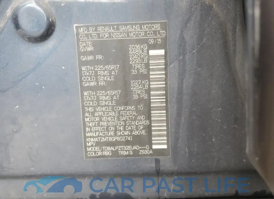 KNMAT2MT8GP602741# 14