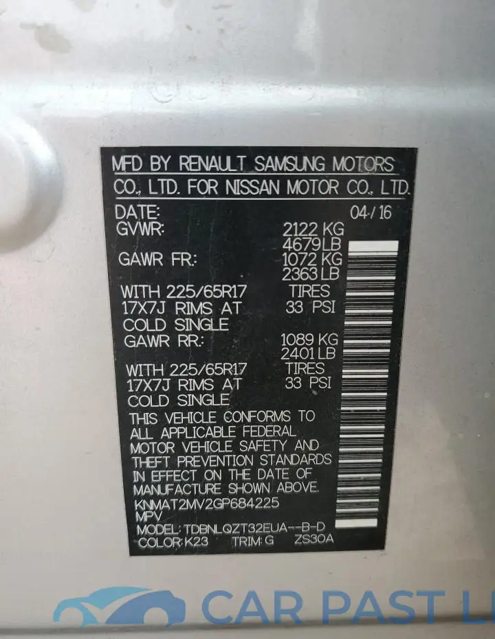 KNMAT2MV2GP684225# 13