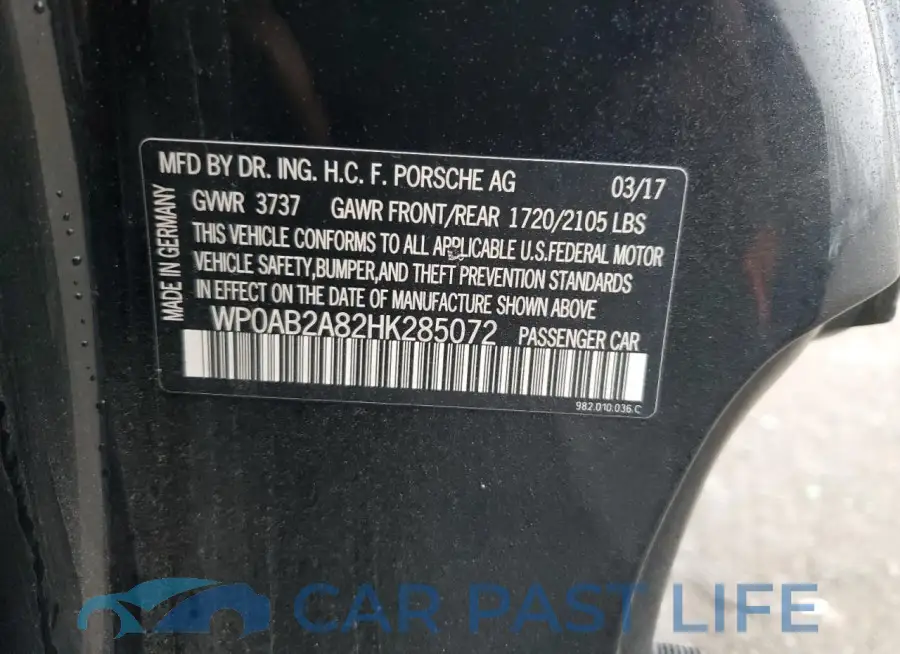 WP0AB2A82HK285072# 12