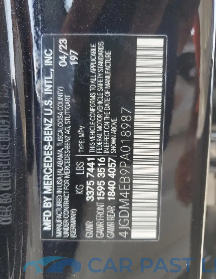 4JGDM4EB9PA018987# 12