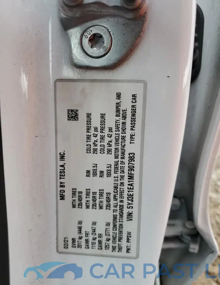 5YJ3E1EA1MF907983# 13