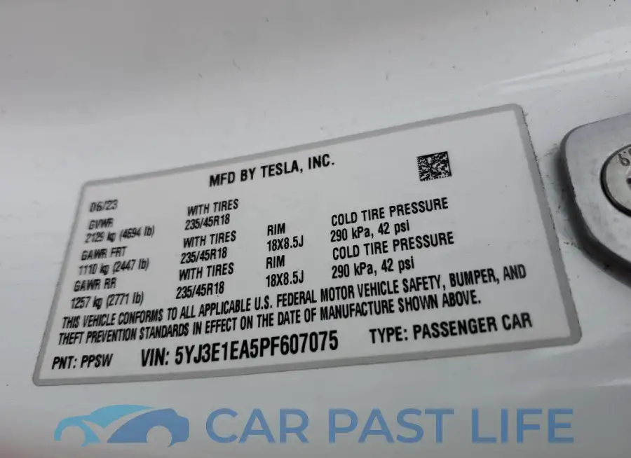 5YJ3E1EA5PF607075# 12