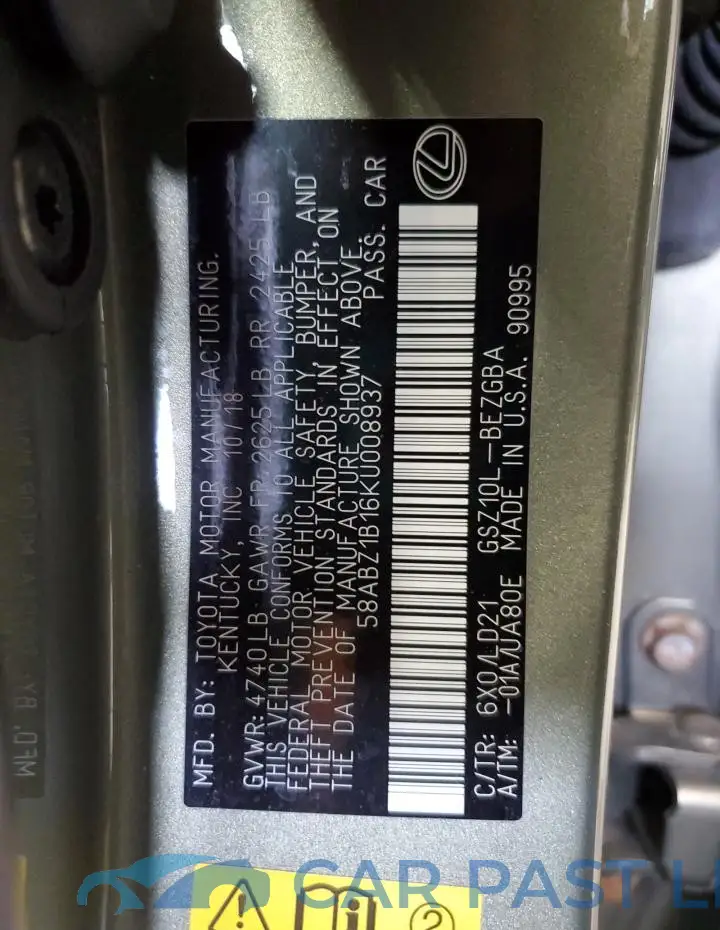 58ABZ1B16KU008937# 12