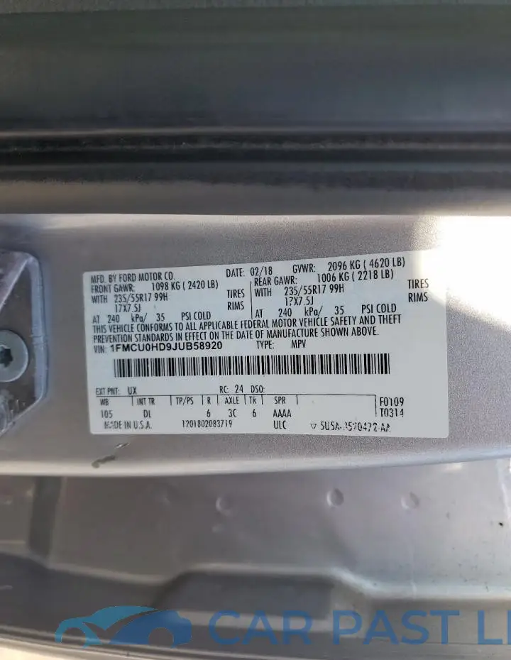 1FMCU0HD9JUB58920# 13