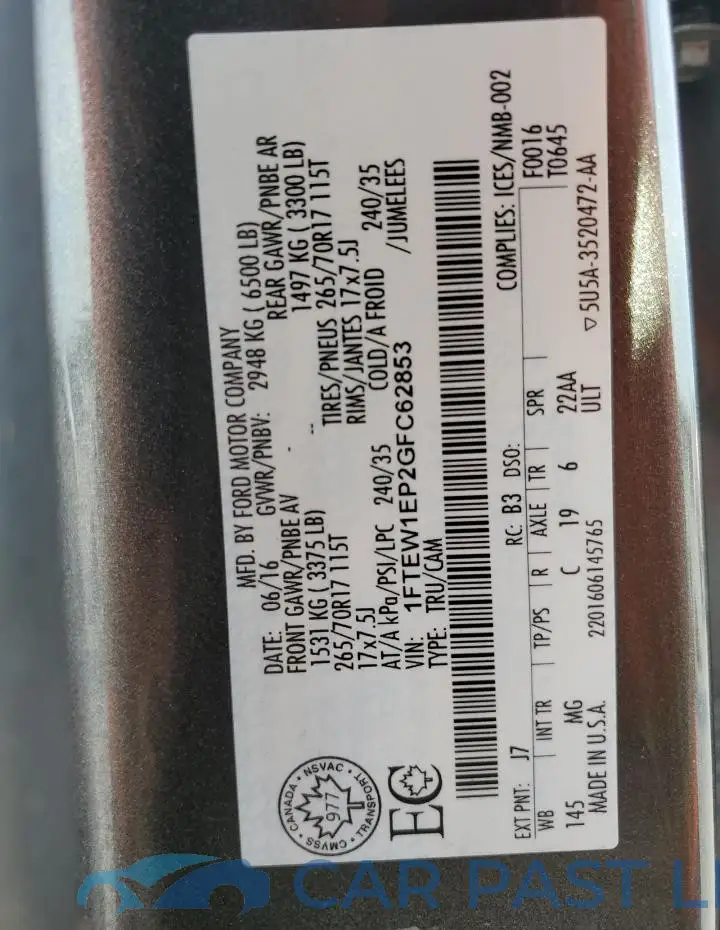 1FTEW1EP2GFC62853# 12