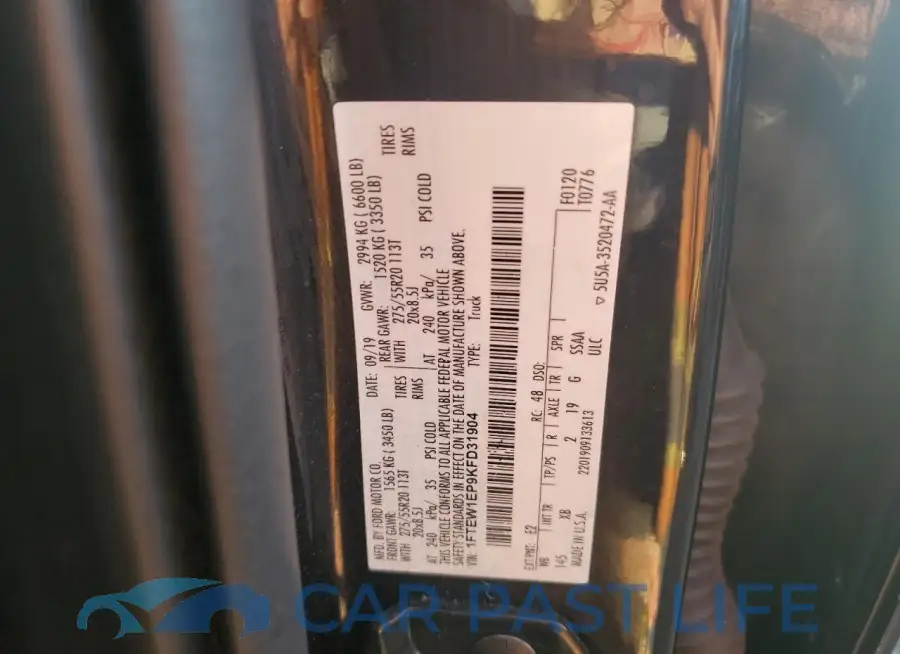 1FTEW1EP9KFD31904# 12