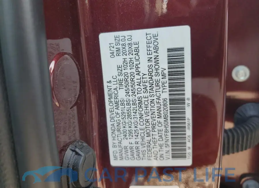5FNYF8H50MB020806# 14