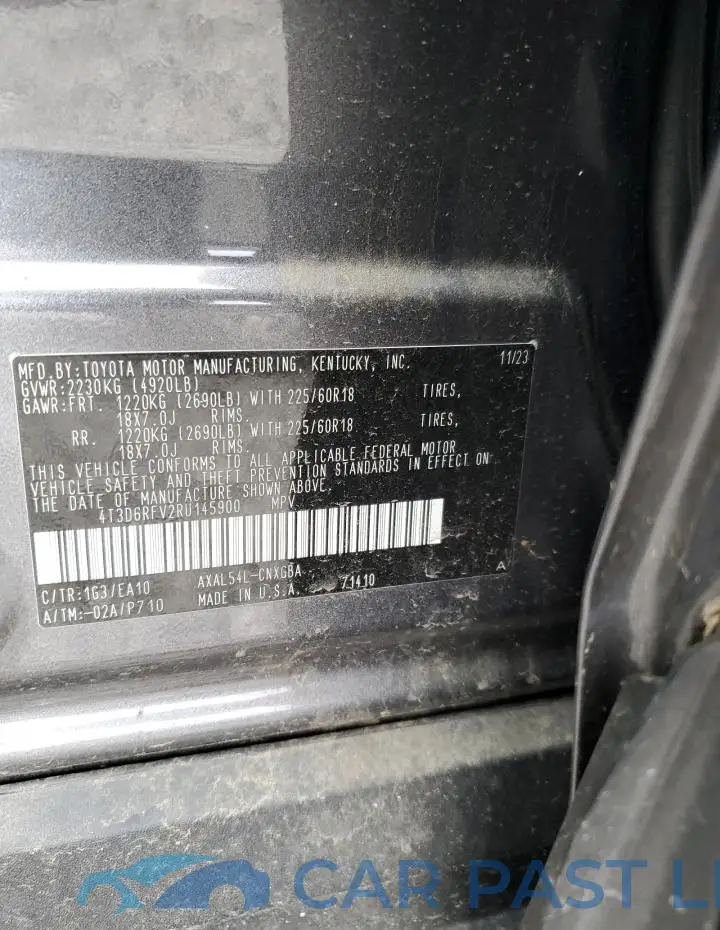 4T3D6RFV2RU145900# 13