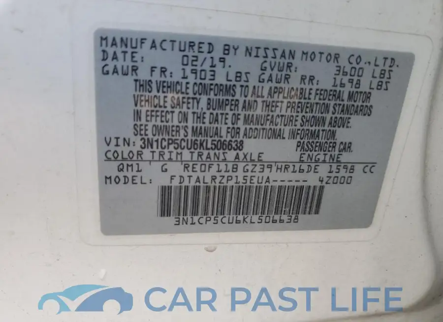 3N1CP5CU6KL506638# 13