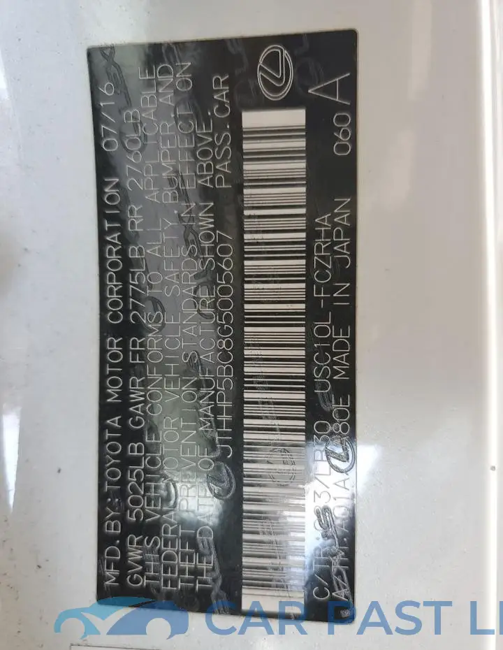 JTHHP5BC8G5005607# 12
