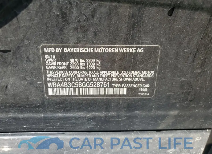 WBA4B3C58GG528761# 13