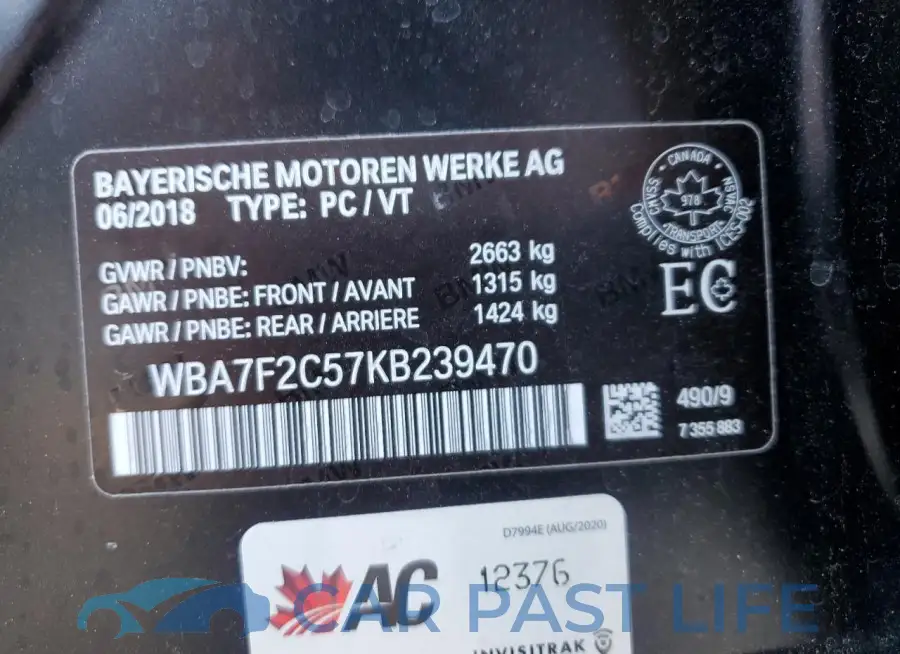 WBA7F2C57KB239470# 12