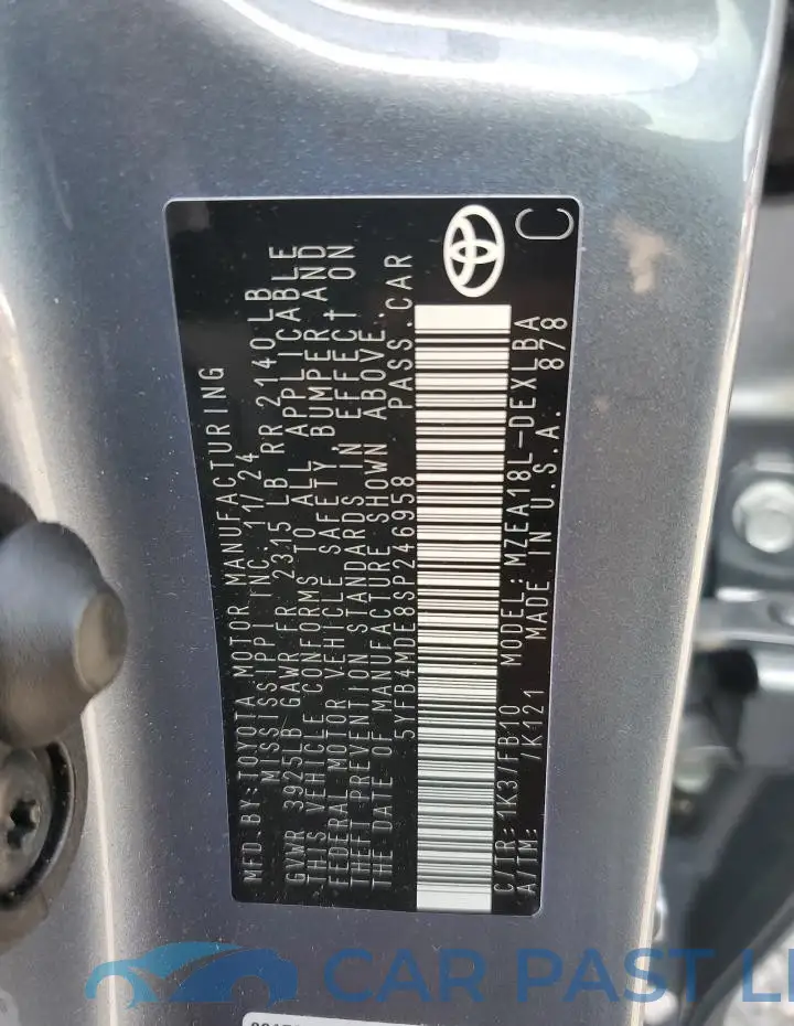 5YFB4MDE8SP246958# 13