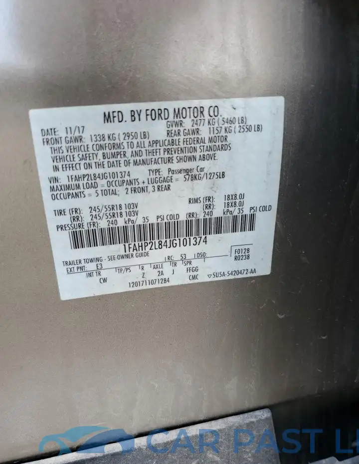 1FAHP2L84JG101374# 12
