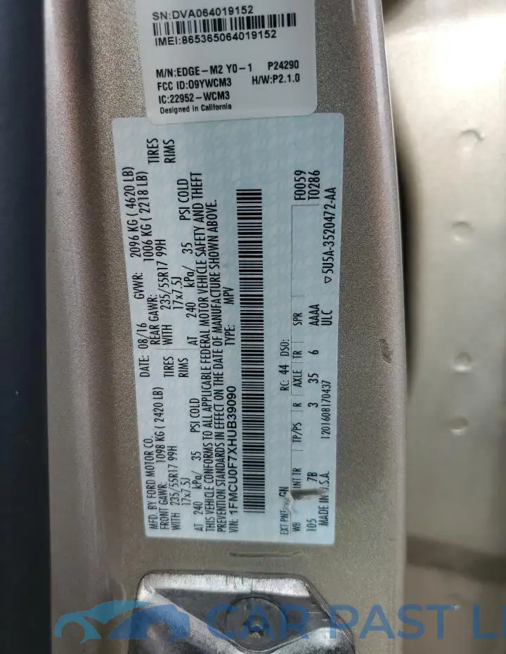 1FMCU0F7XHUB39090# 13