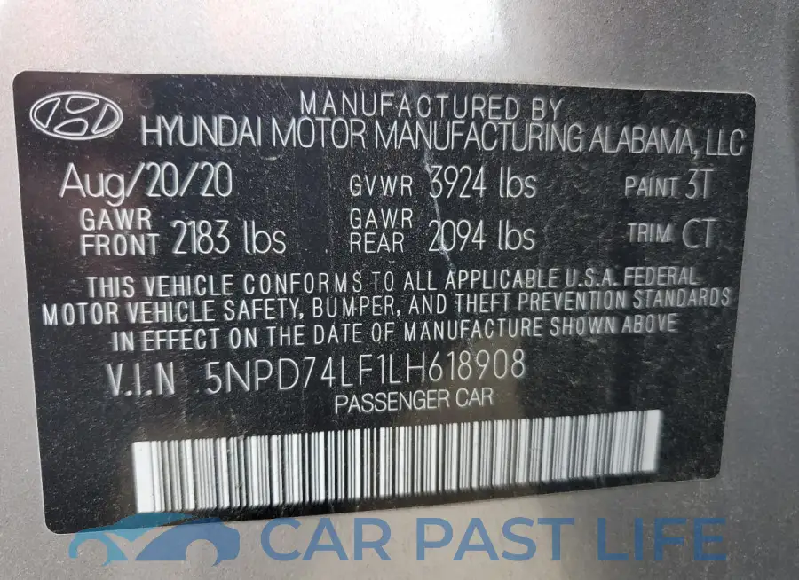 5NPD74LF1LH618908# 12