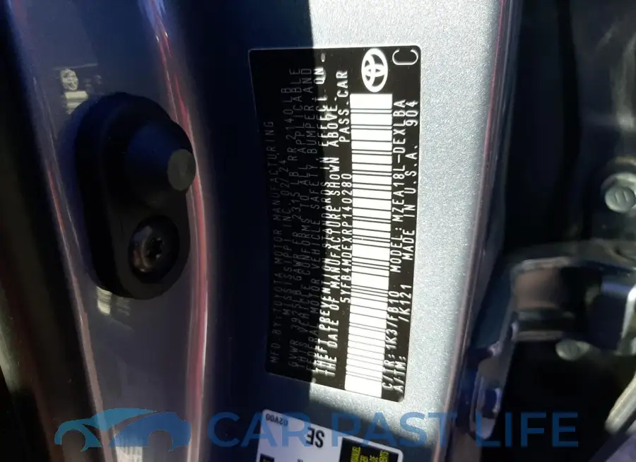 5YFB4MDEXRP140280# 12
