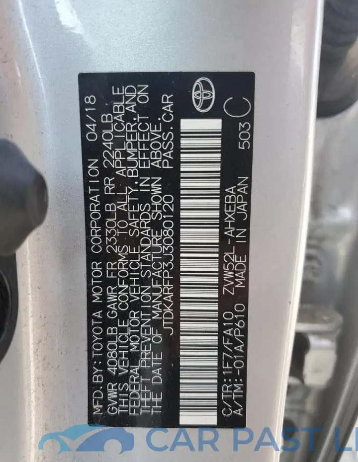 JTDKARFP3J3080120# 12