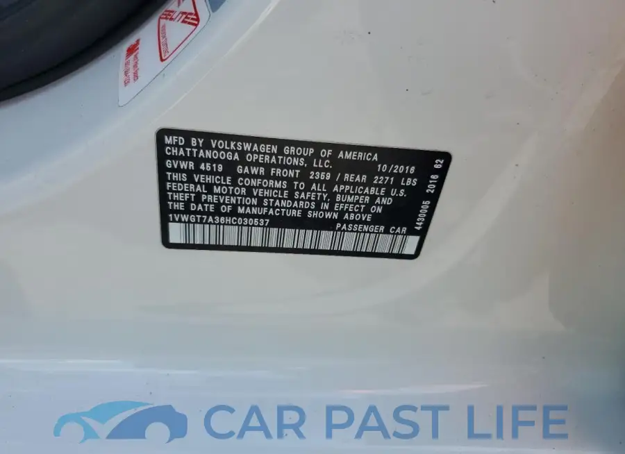 1VWGT7A36HC030537# 12