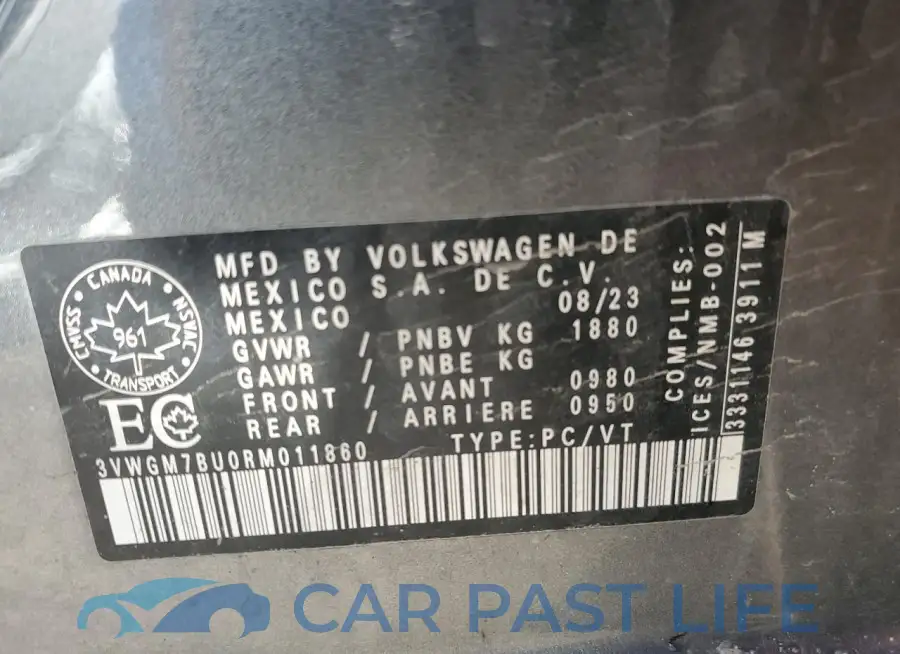 3VWGM7BU0RM011860# 13