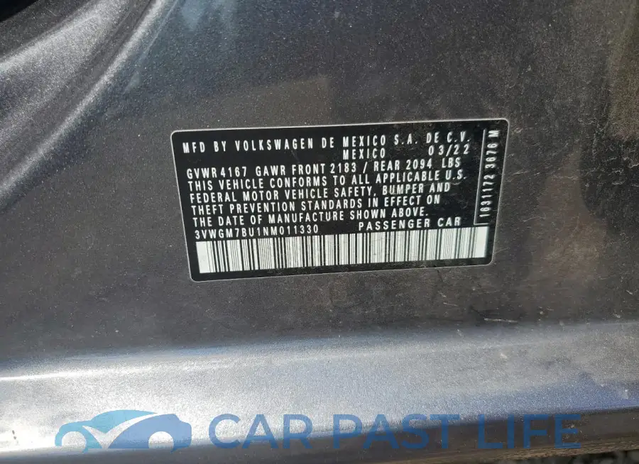 3VWGM7BU1NM011330# 12