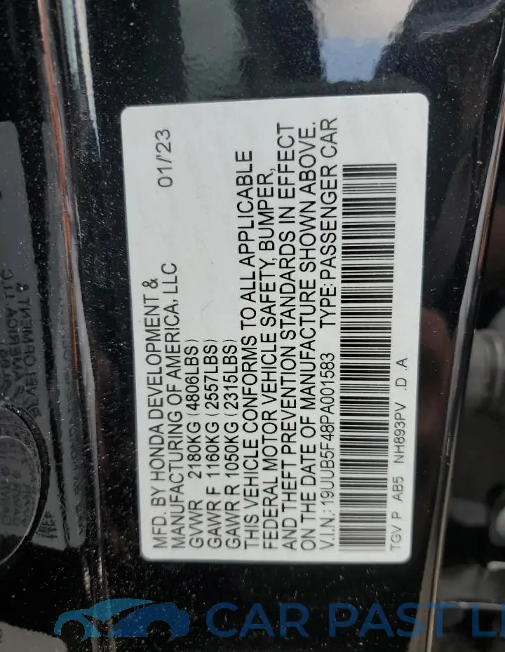 19UUB5F48PA001583# 13