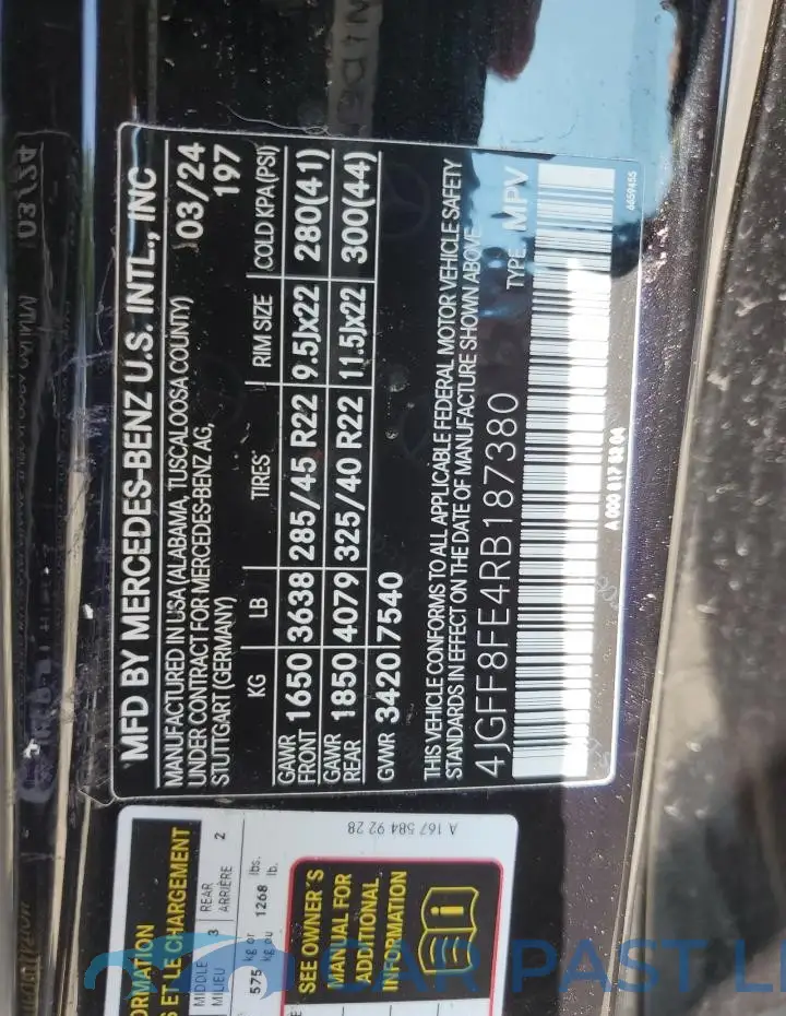 4JGFF8FE4RB187380# 14
