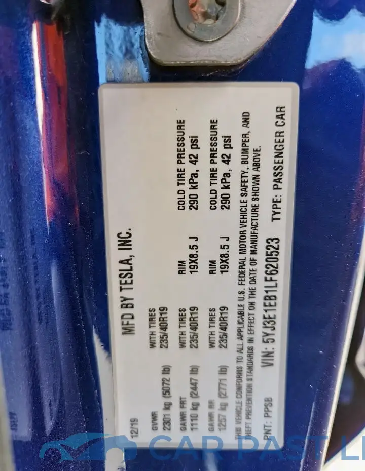 5YJ3E1EB1LF620523# 12