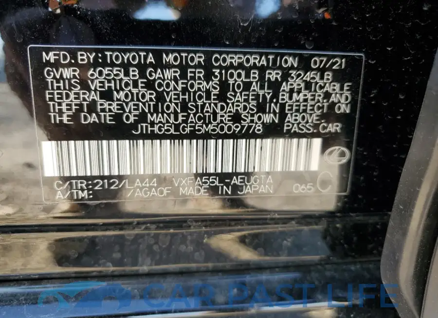 JTHG5LGF5M5009778# 12