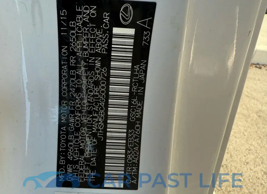 JTHSM5BC4G5000726# 10