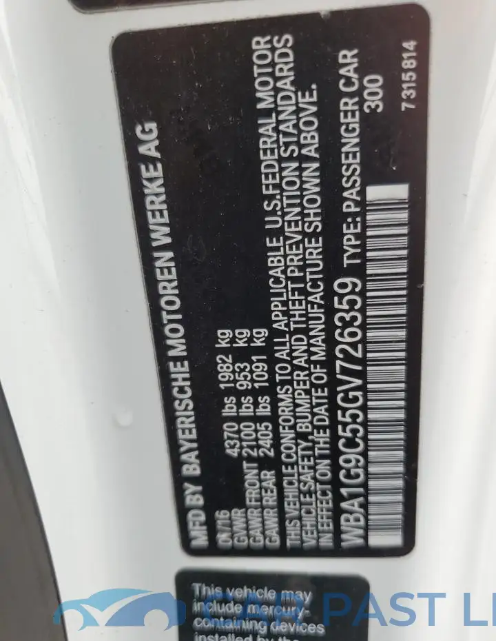 WBA1G9C55GV726359# 12