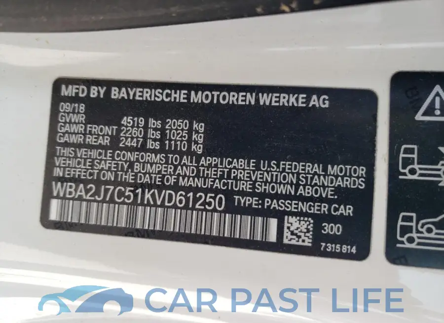 WBA2J7C51KVD61250# 12