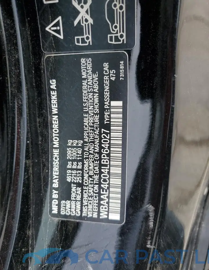 WBAAE4C04LBP64027# 12