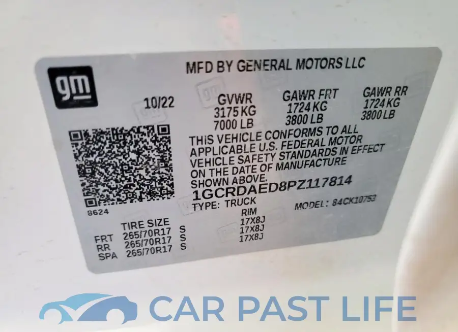 1GCRDAED8PZ117814# 12