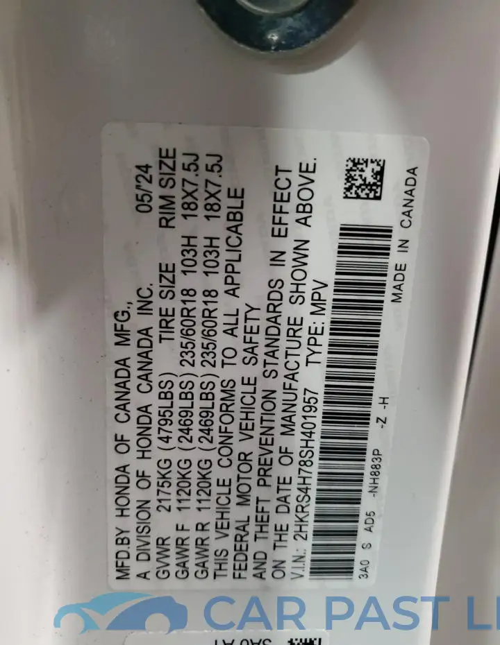 2HKRS4H78SH401957# 13
