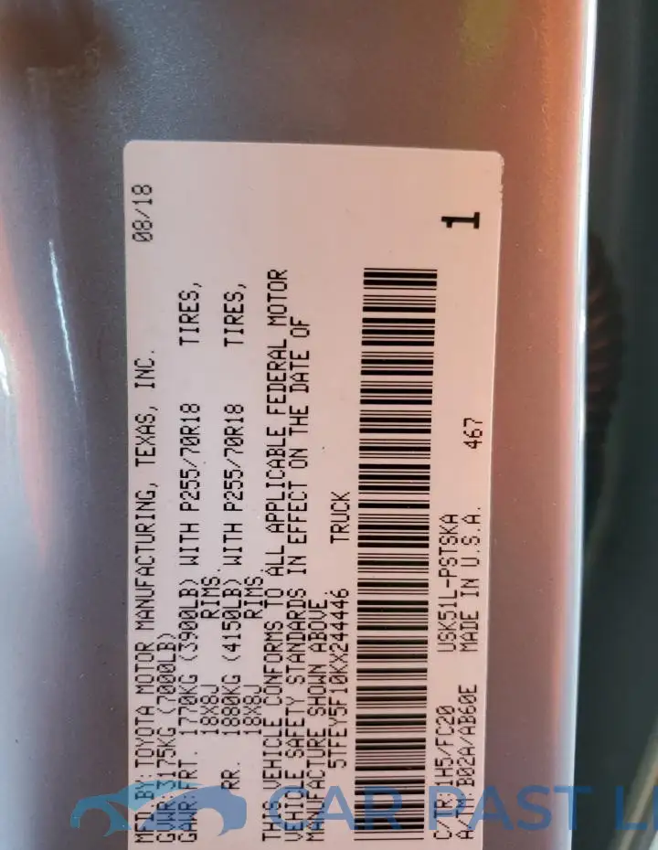 5TFEY5F10KX244446# 13