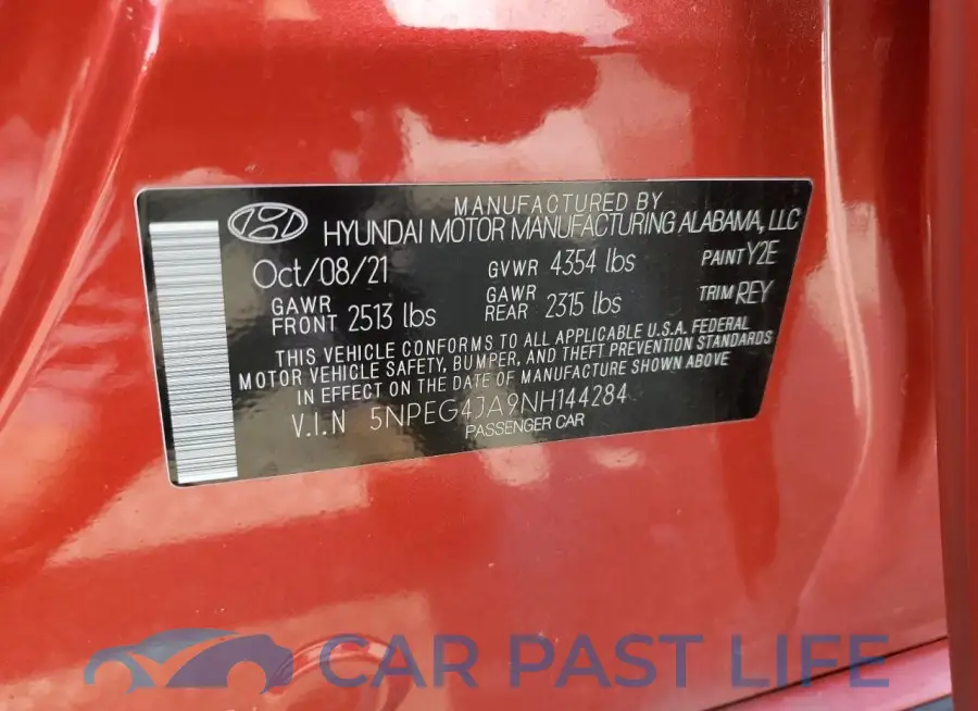 5NPEG4JA9NH144284# 12