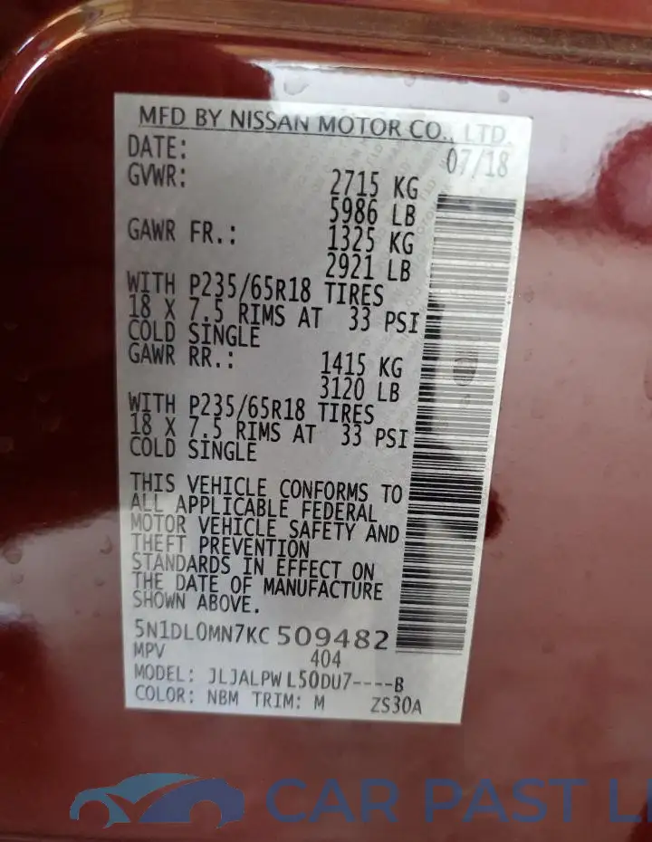 5N1DL0MN7KC509482# 13