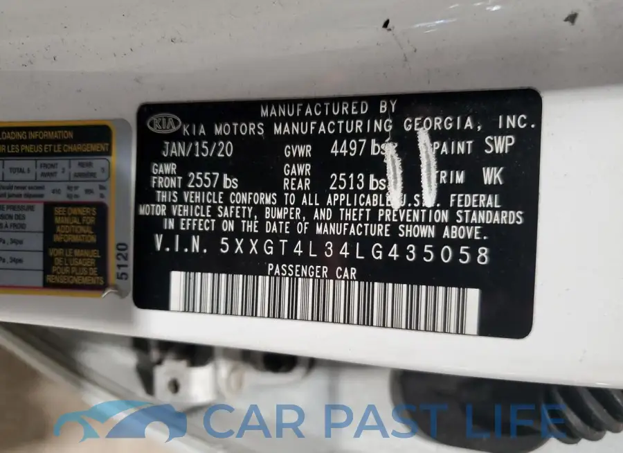 5XXGT4L34LG435058# 12