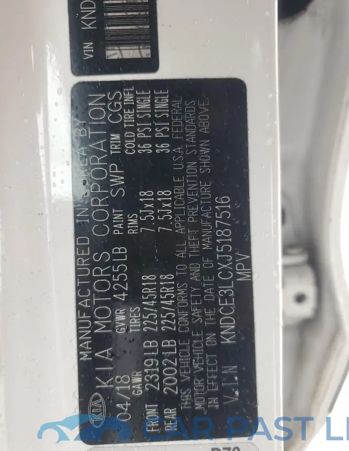 KNDCE3LCXJ5187516# 14