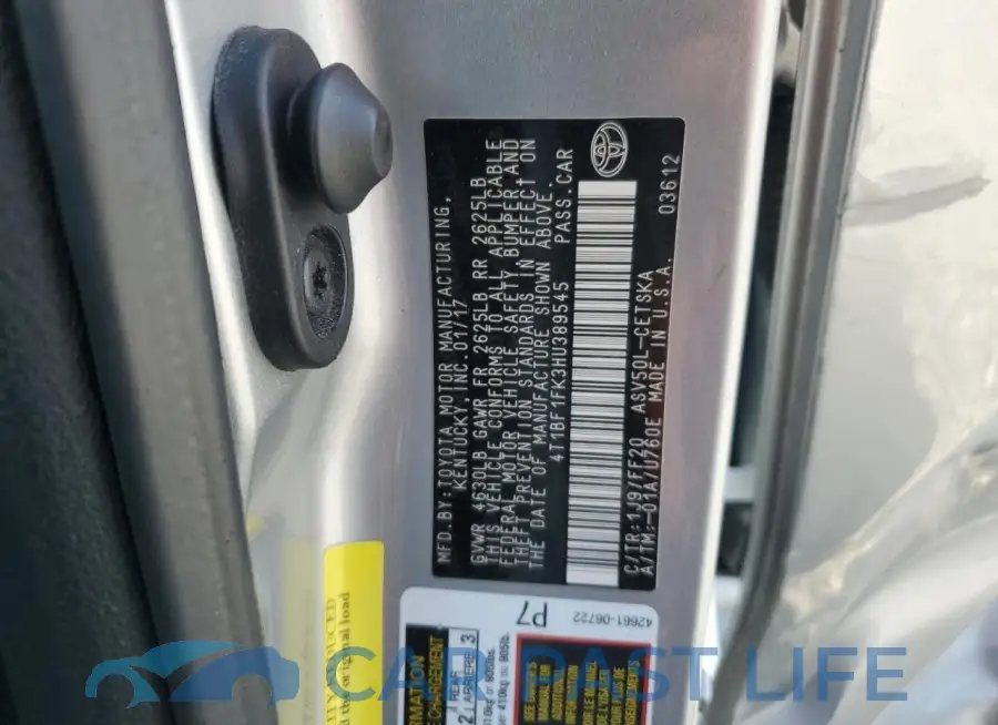 4T1BF1FK3HU389545# 12