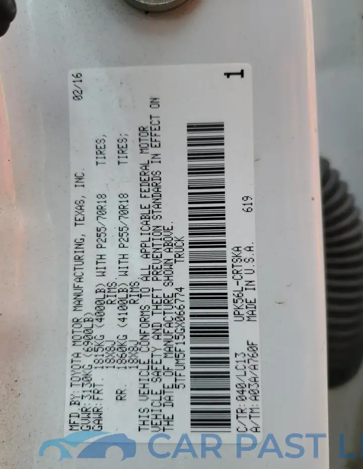 5TFUM5F15GX066774# 12