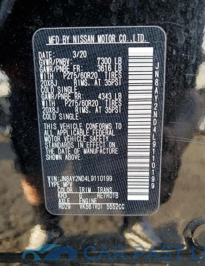 JN8AY2ND4L9110199# 13