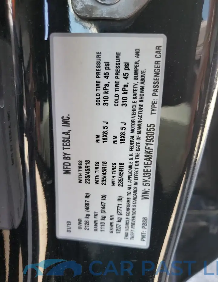 5YJ3E1EA8KF193055# 12