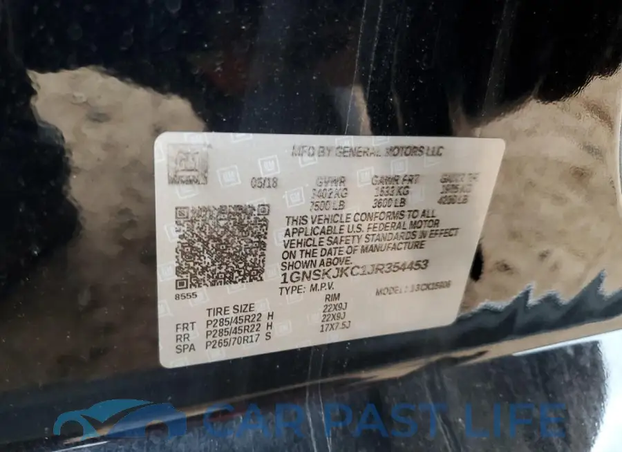 1GNSKJKC1JR354453# 13