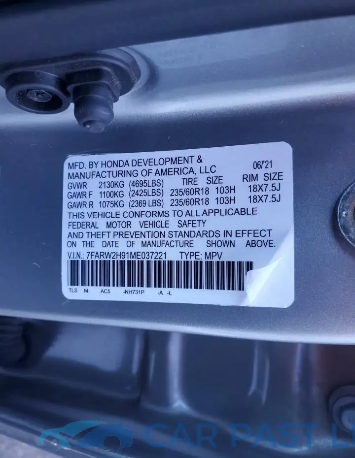 2HKRW2H99LH659285# 13