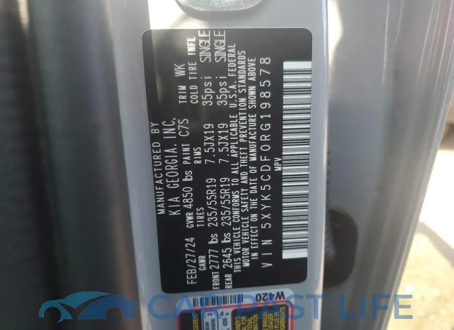 5XYK5CDF0RG198578# 12